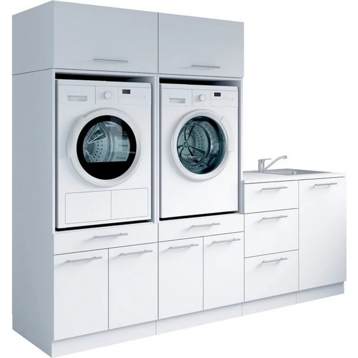 Laundreezy Mehrzweckschrank-Set Laundreezy, 6-tlg. Mehrzweckschrank-Set B/H/T 236/200/68 cm, (6-St), Breite 236 cm, Soft-Close-Funktion, höhenverstellbare Füße – Bild 4