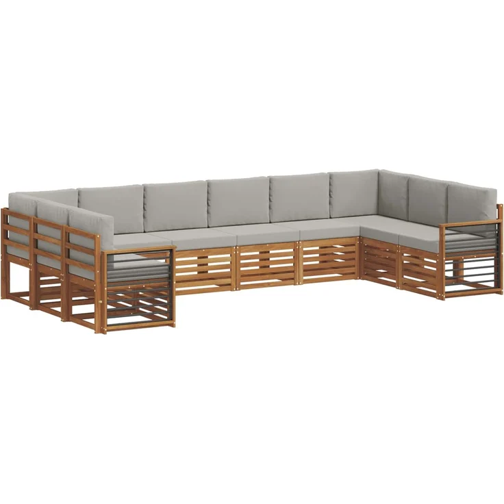 vidaXL Outdoor-Sofagarnitur 10 stk. 10-Sitzer Natur und Hellgrau 3375571 – Bild 2