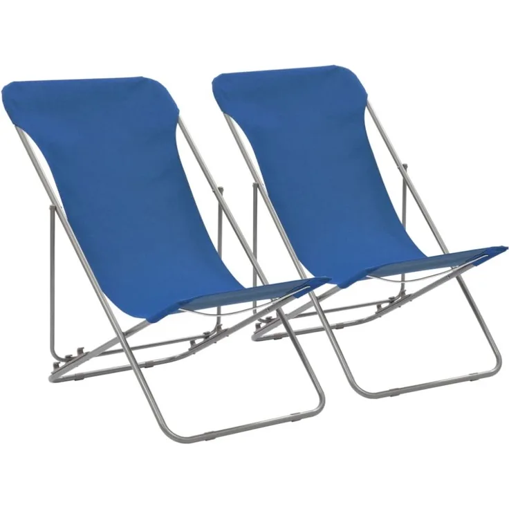 vidaXL Klappbare Strandstühle 2 Stk. Stahl und Oxford-Gewebe Blau 44358