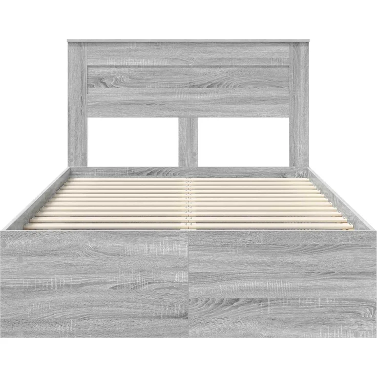 vidaXL Bettrahmen Graues Sonoma 135 x 190 cm Massives Kiefernholz 3409772 – Bild 6