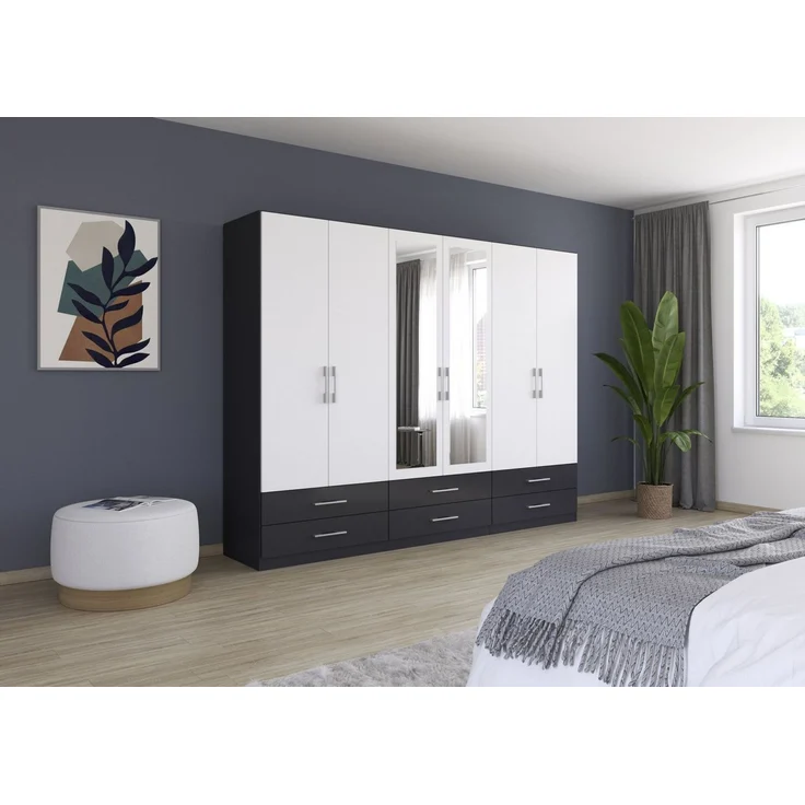 rauch Kleiderschrank Schrank Garderobenschrank Mehrzweckschrank Schlafzimmer HERSBRUCK (3 verschiedene Ausstattungen BASIC/CLASSIC/PREMIUM (inkl. SOFT-CLOSE) mit großzügigen Schubladen sowie Spiegeltüren MADE IN GERMANY – Bild 2