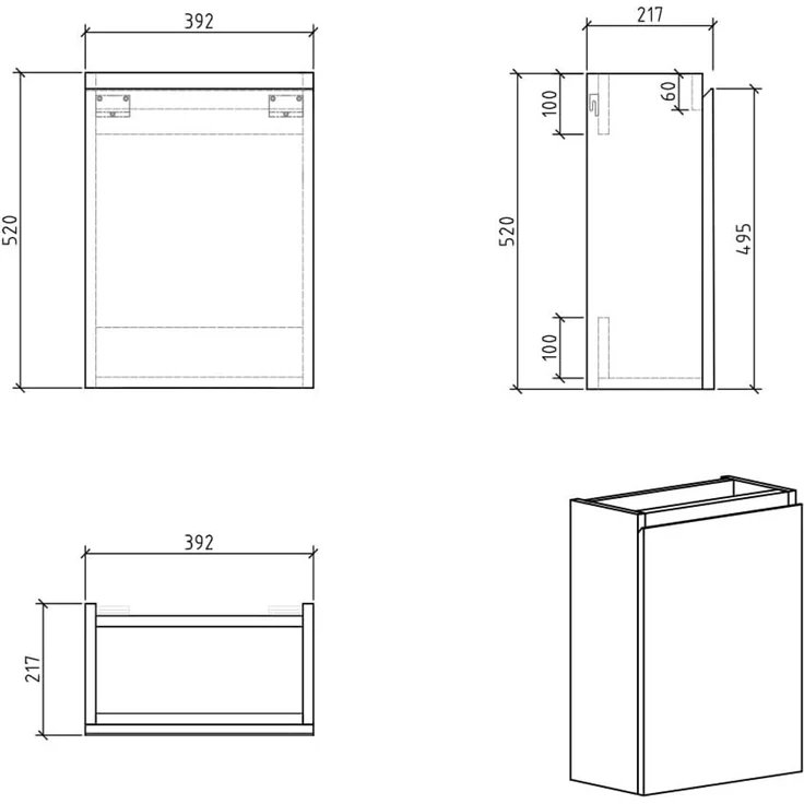 Badplaats Gäste-WC Waschtisch Set Angela 40 x 22 cm Schwarz Matt - Platzsparend Badmöbel Set mit Waschbecken und Unterschrank, Soft-Close – Bild 7