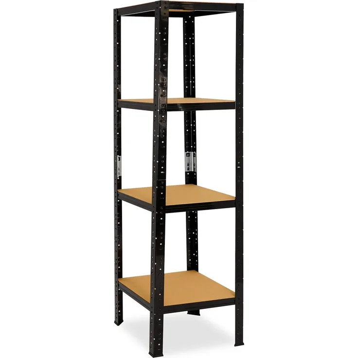 shelfplaza BLACK 180x60x60 cm Schwerlastregal in schwarz mit 4 Böden und 175 kg Traglast pro Boden
