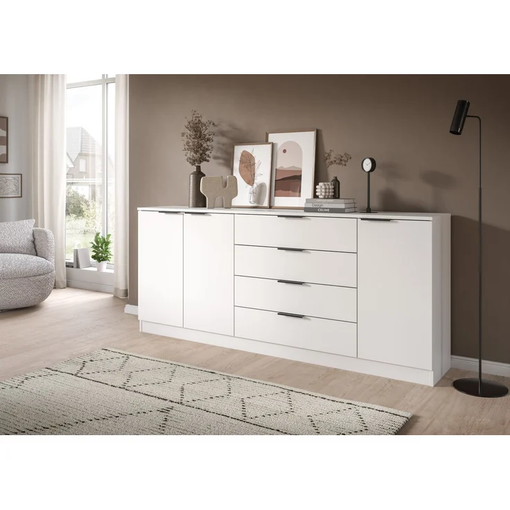 Kommode (B/H/T: 185x80x35 cm) in weiß – Bild 5