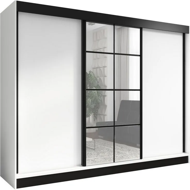 A&J MöbelLand GmbH Schiebetürenschrank ORAVELLE 3-türiger Kleiderschrank mit Spiegel (TOP ANGEBOT! Geräumiger Schrank mit einer Breite von 200 cm ideal zur Aufbewahrung von Kleidung und Accessoires. Wählen Sie das ideale Modell für Ihr Schlafzimmer!, T...