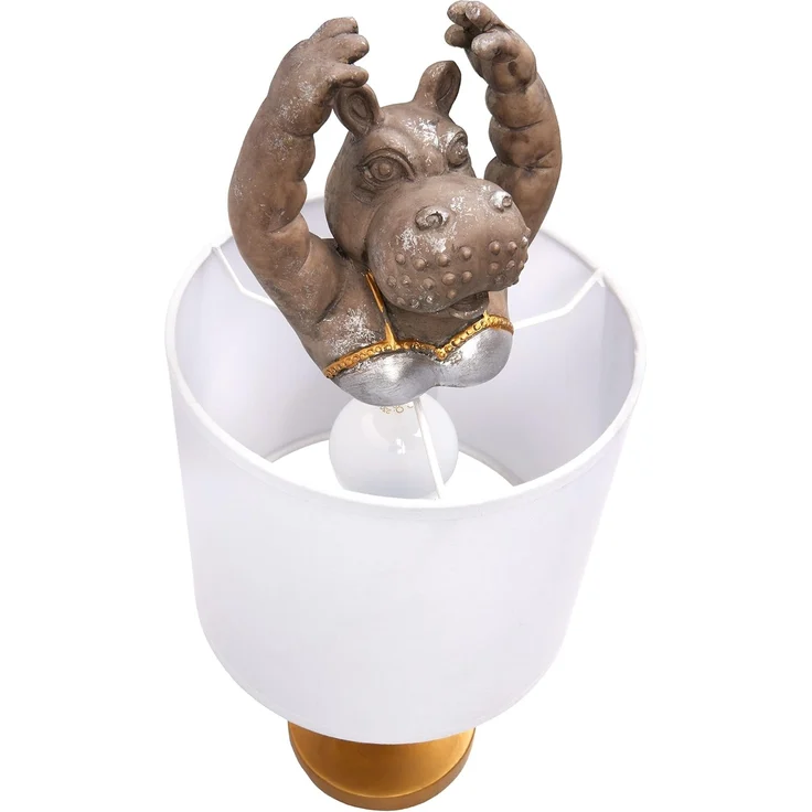 BRUBAKER Nachttischlampe Tischleuchte Nilpferd Ballerina, ohne Leuchtmittel, Motiv Lampe mit Keramikfuß, Höhe 43 cm – Bild 3