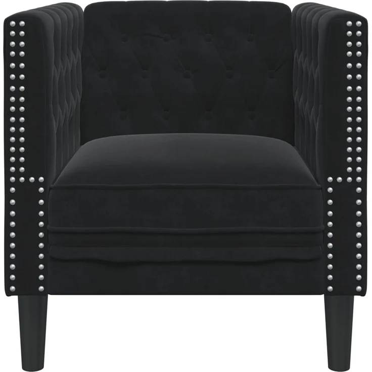 vidaXL Chesterfield-Sessel Schwarz Samt 372678 – Bild 3