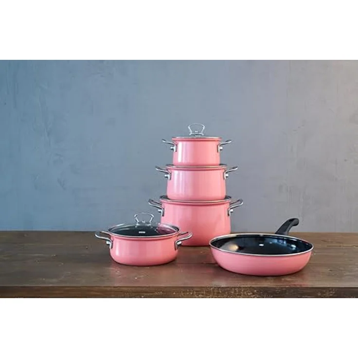 Riess-Kelomat Emaillepfanne Ø24cm, Pink, langlebig mit gleichmäßiger Hitzeverteilung und Kochkomfort – Bild 3