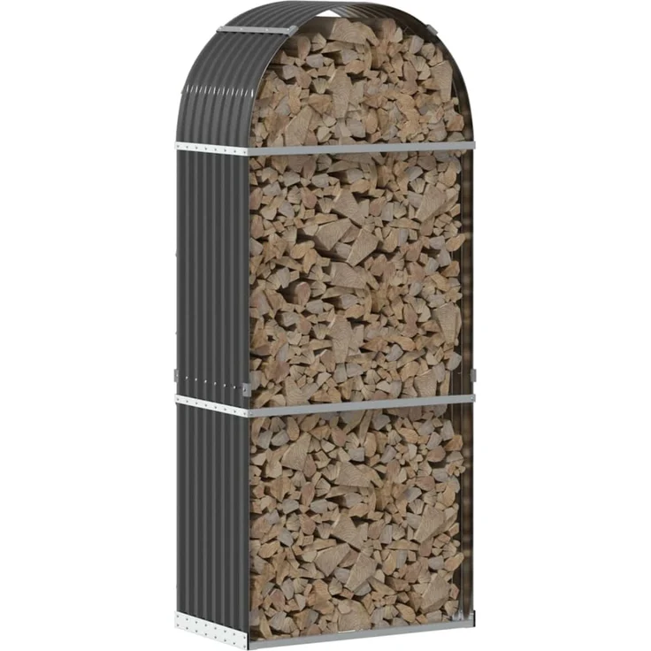 vidaXL Holzkorb Anthrazit 80x45x190 cm Verzinkter Stahl 364560 – Bild 3
