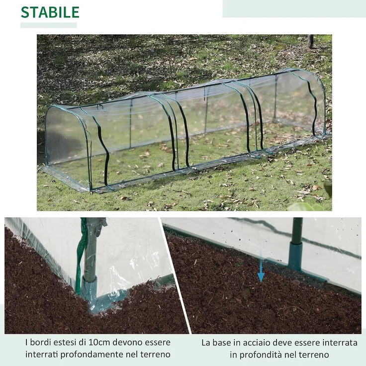 Outsunny Gewächshaus, Stahl, Kunststoff, Transparent, 350L x 100B x 80H cm – Bild 5