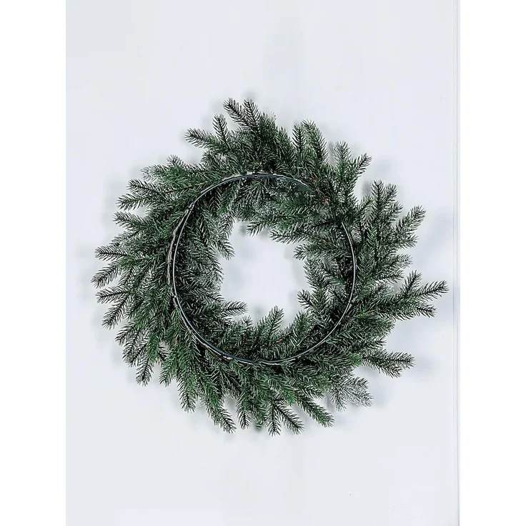 EveXmas Altair Premium Weihnachtskranz Grün-Weiß 45 cm beschneit, künstlicher Türkranz mit Schneeflock, 68 Zweige, 408 PE-Spritzguss-Triebe, 100% PE – Bild 4