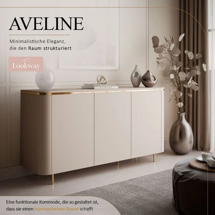Lookway Kommode AVELINE 140 cm mit LED-Beleuchtung auf geraden Beinen – Bild 2