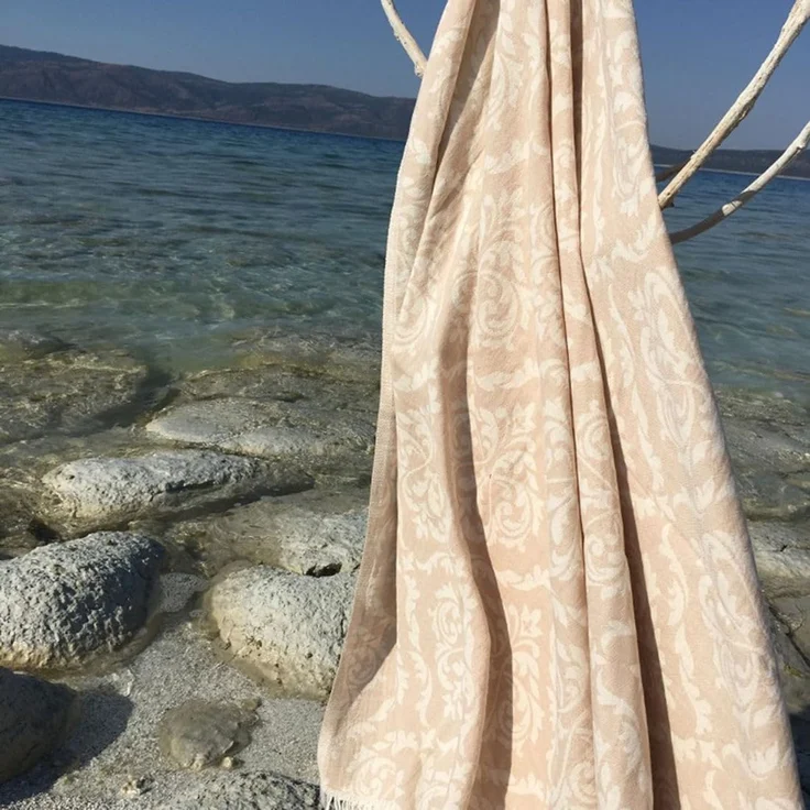 Mijolnir 'Barok - Beige' Fouta (Strandtuch), Beige / Weiß, 90 x 170 cm – Bild 2
