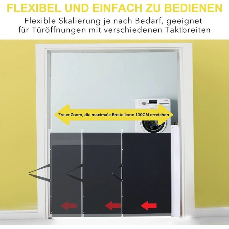 Türschutzgitter Treppenschutzgitter Absperrgitter Grau Ausziehbar Kind Hund Baby Welpen Schutzbarriere Einrollbar Haustiere – Bild 3
