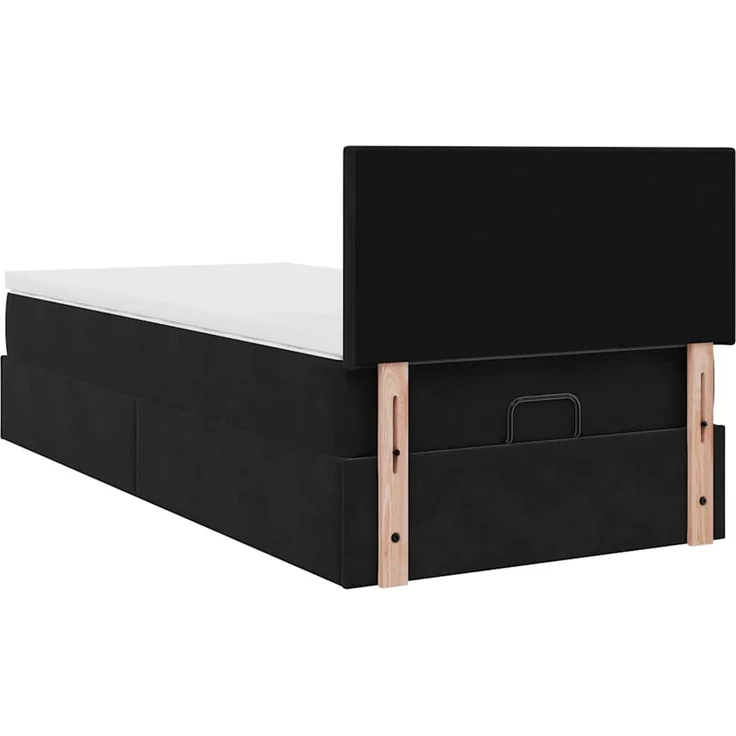 vidaXL Ottoman-Bett mit Matratze & LEDs Schwarz 100x200 cm Samt 3312532 – Bild 9
