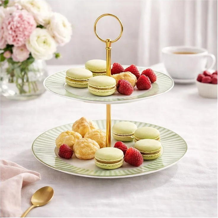 Neuetischkultur Etagere Etagere Keramik 2 stöckig Servieretagere 24 cm, Keramik, (1 Etagere ohne Dekoration) – Bild 3