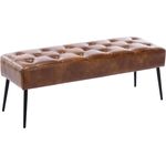 Duhome Sitzbank mit Knöpfen, Gepolstert Polsterbank Schuhbank mit Fußstütze Bettbank Sitzhocker für Eingangsbereich Wohnzimmer Schlafzimmer, Gelbbraun