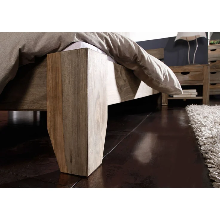 Bett Sheesham 160x20x75 grau geölt NATURE GREY #211 – Bild 4