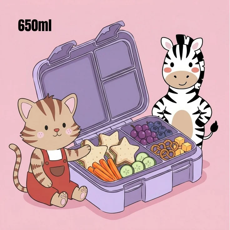 BEARFOOT Lunchbox Brotdose mit Fächern, leicht & auslaufsicher-BubbleTea lila, PP, ABS, Silikon, Kindergarten und Schule - Mädchen und Jungen, Vesperbox, Snackbox – Bild 3