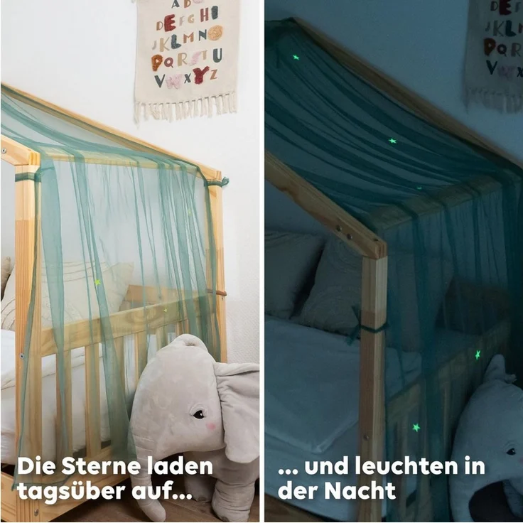 lilimaus Betthimmel Leuchtender Betthimmel mit Sternen für Kinder Hausbetten, Leuchtender Sternenhimmel für Kinder-Hausbetten, 90x200 & 120x200 cm – Bild 2
