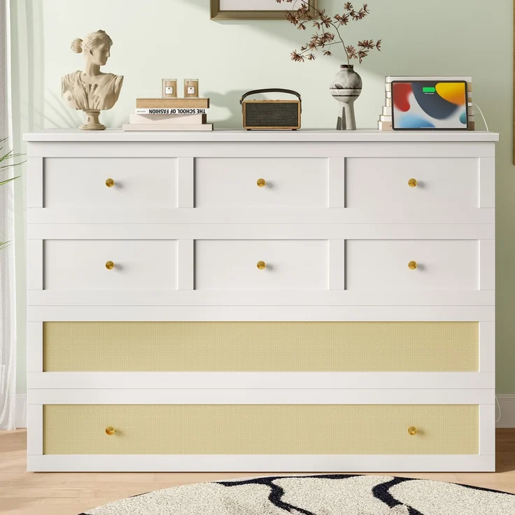 Schrankbett 140x200 cm mit USB-Anschluss und Steckdose,Weiß, MDF, umbaubares Plattformbett mit großem Stauraum, Klappbett – Bild 4