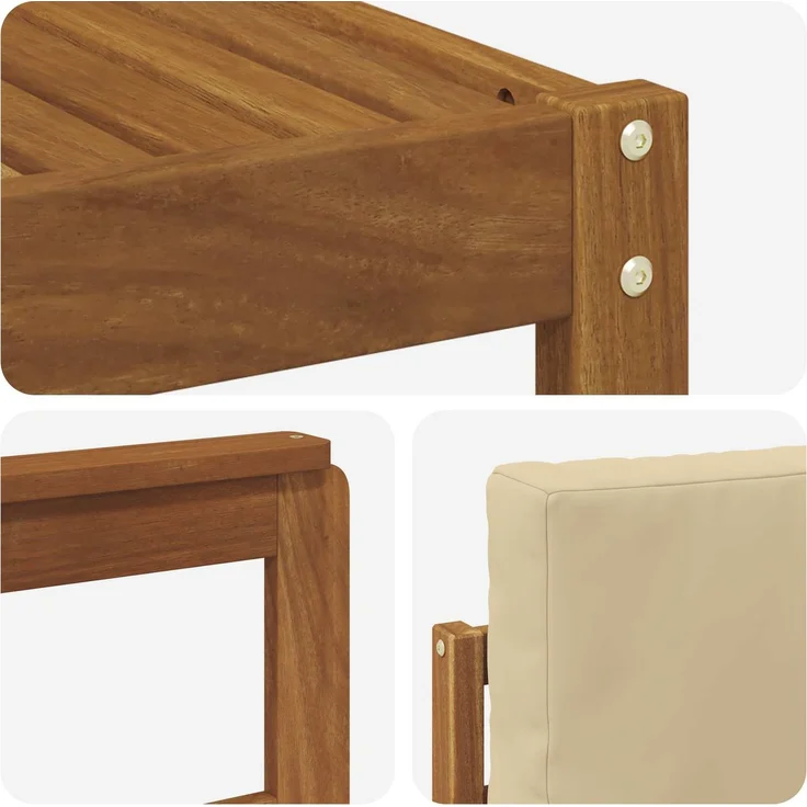vidaXL Outdoor-Sofagarnitur 5 pcs Natur und Beige Massivholz Akazie 3365966 – Bild 6