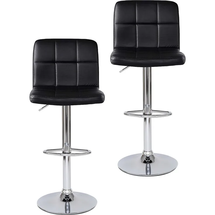 dibea 2er Set Barhocker (Modell 2) mit stufenloser Höhenverstellung, schwarz
