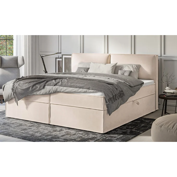 S-Style Möbel Boxspringbett Plaza mit Topper und Bettkästen aus Luxusmicrofaser, mit Topper und Bettkasten / zwei Bettkästen (je nach Bettgröße) – Bild 1