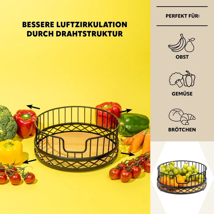 bremermann Obstkorb 2er Set mit Serviettenhalter, Metall, schwarz – Bild 3
