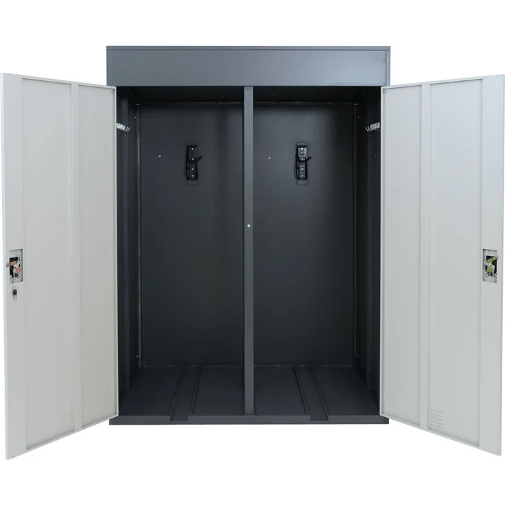 2er-Fahrradgarage HWC-H66b, Fahrradbox Fahrradunterstand abschließbar Metall 213x158x125cm ~ anthrazit/hellgrau – Bild 6