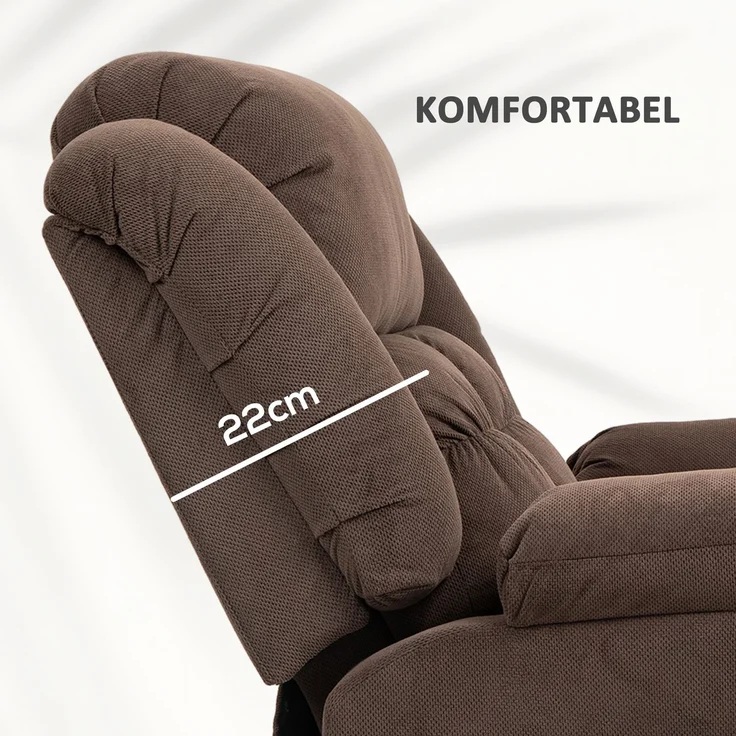 HOMCOM Fernsehsessel mit Aufstehhilfe, Polyester, Stahl, Braun, 92B x 102T x 104H cm – Bild 7