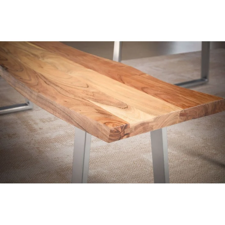 Esszimmerbank 180x40x45,5 cm Akazie Massivholz / Metall mit Baumkante, Esstis... – Bild 5