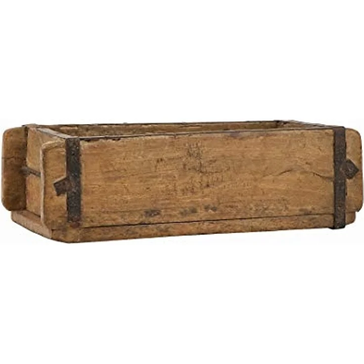 BigDean Holzkiste Alte Ziegelform 32 x 15 x 9,5 cm Ein-Kammer Vintage mit Metallbeschlägen (1 St, 1stk), Aufbewahrungs und Deko Holzkiste in Handstrichziegel Form – Bild 1