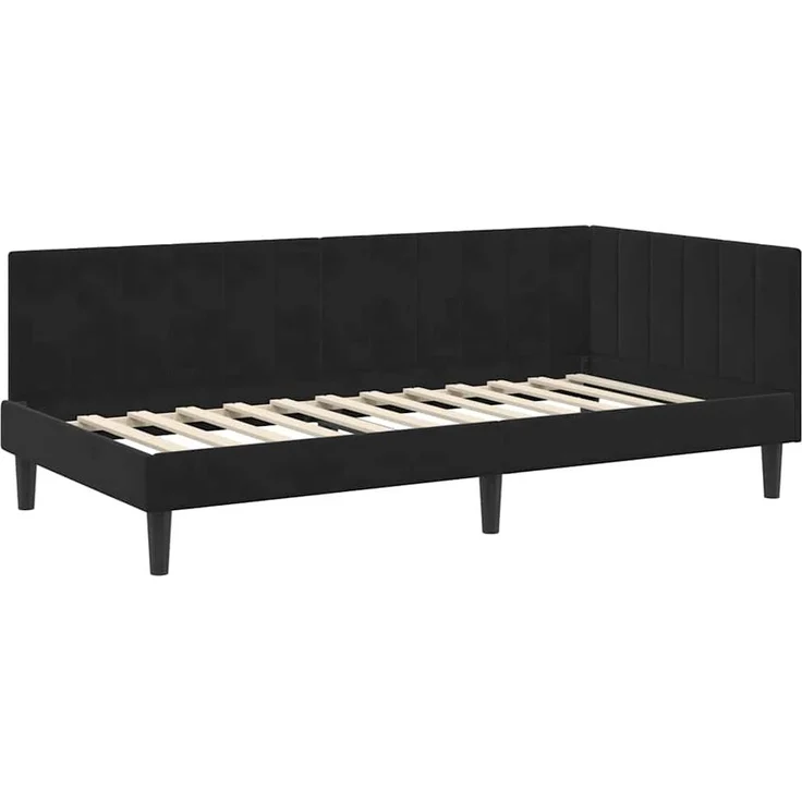vidaXL Eckbettgestell mit Kopfteil Schwarz 100 cm x 200 cm Samt 42016363 – Bild 3