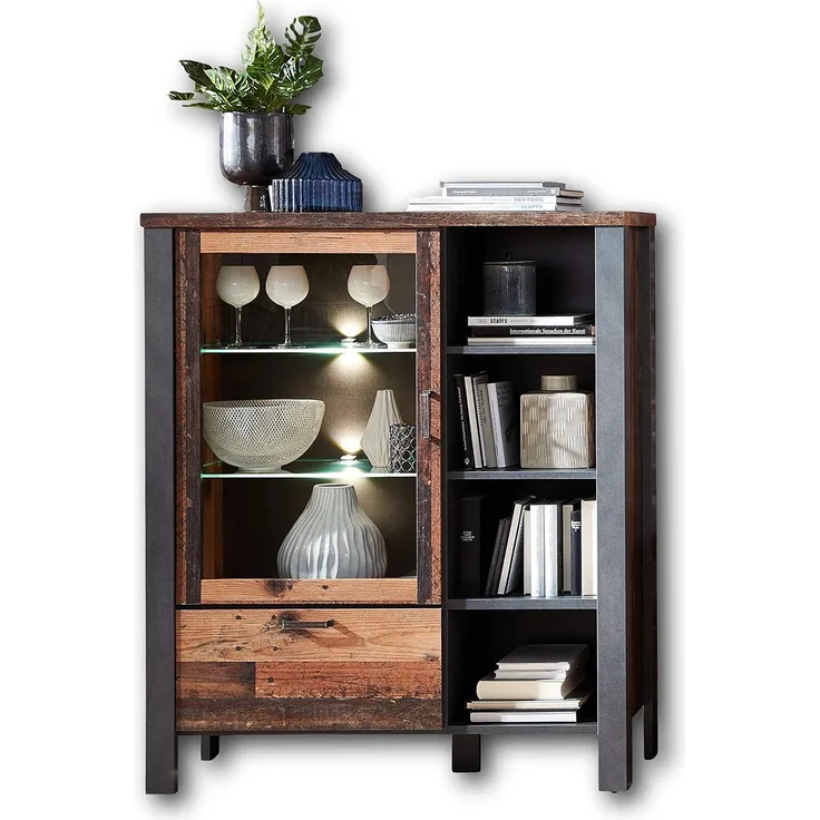Highboard mit LED 'CARDIFF' im Used Style
