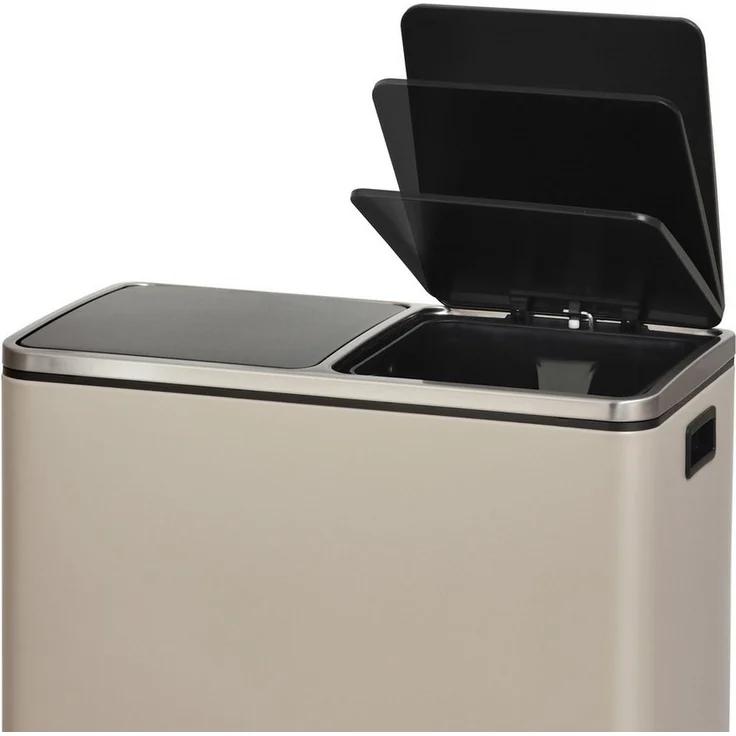 SVITA Mülltrennsystem, TM2X24, 48L (2x24L), Mülltrennsystem, Abfalleimer, Stahl, Taupe – Bild 3