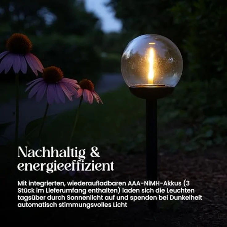 LED-Solar-Wegleuchte "Globe", 3er Set, weiß/schwarz – Bild 3