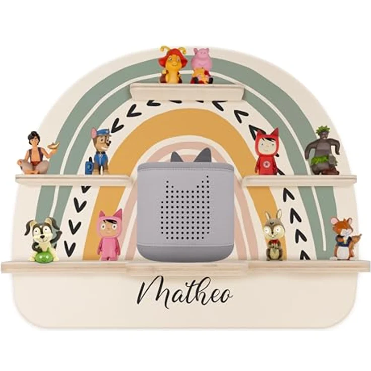 Kidsmood - Tonie Regal personalisiert mit Namen – Wandregal für Toniebox 2 & Figuren | Abgerundete Ecken & Kanten Inkl. Metallplättchen für Tonie Hörfiguren | Kinderzimmer Regal für Mädchen & Jungen – Bild 9