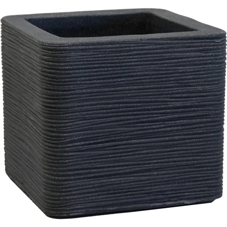 Dehner Pflanztopf Rille, ca. 40 x 40 x 34 cm, Kunststoff, anthrazit