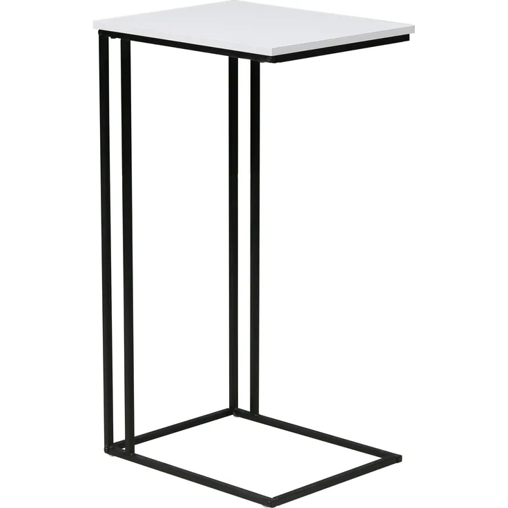 trendteam smart living - Strike - Beistelltisch - Weiß/Schwarz - Wohnzimmertisch auf robustem Metallgestell - (BxHxT) 50 x 91 x 40 cm - praktische C-Form