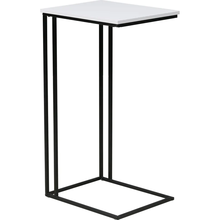 trendteam smart living - Strike - Beistelltisch - Weiß/Schwarz - Wohnzimmertisch auf robustem Metallgestell - (BxHxT) 50 x 91 x 40 cm - praktische C-Form – Bild 1