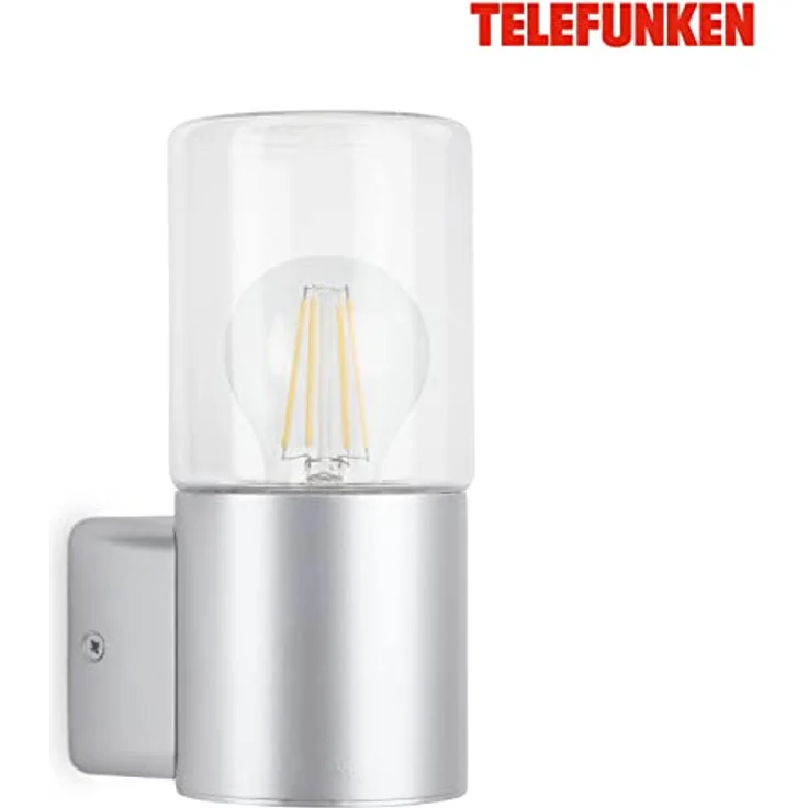 TELEFUNKEN Außenleuchte 320504TF, Wandleuchte IP44 mit E27 Fassung, max. 12W, Silberfarbig, 195x85x110 mm – Bild 5