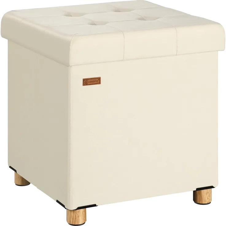 CASARIA® Sitzhocker mit Stauraum, Samt, beige
