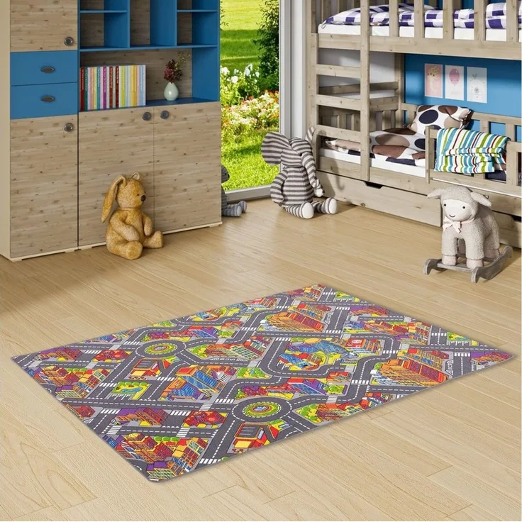 Snapstyle Kinderteppich Kinder Spiel Teppich Straßenteppich 3D Big City, Eckig, Höhe: 4 mm