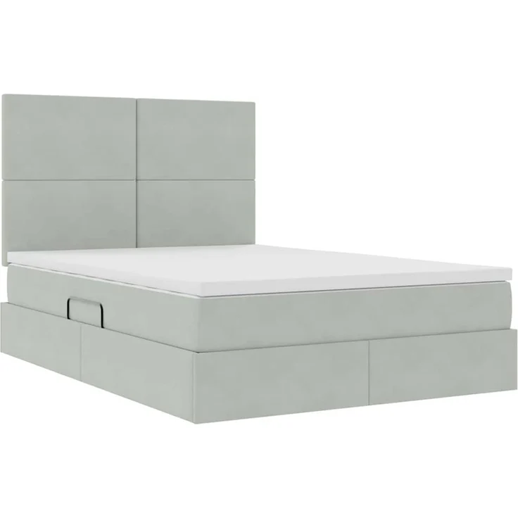 vidaXL Aufbewahrungsbett mit Matratze Hellgrau 140 x 190 cm Samt 3371967 – Bild 5