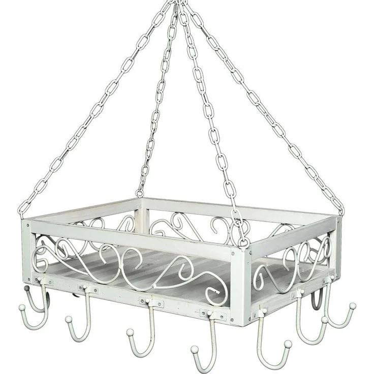 Ambiente Topfhänger Romance 83058 Pfannenhänger Hängeregal Weiß