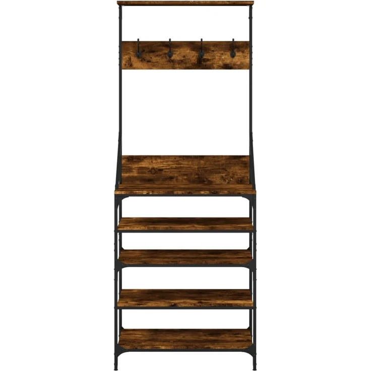 vidaXL Kleiderständer mit Schuhablage Räuchereiche 70x34x184 cm 837874 – Bild 4