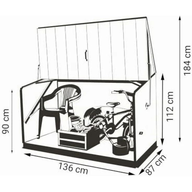 Trimetals Metall Gerätebox Fahrradgarage Stowaway | Anthrazit | 87 x 136 x 112 cm – Bild 7