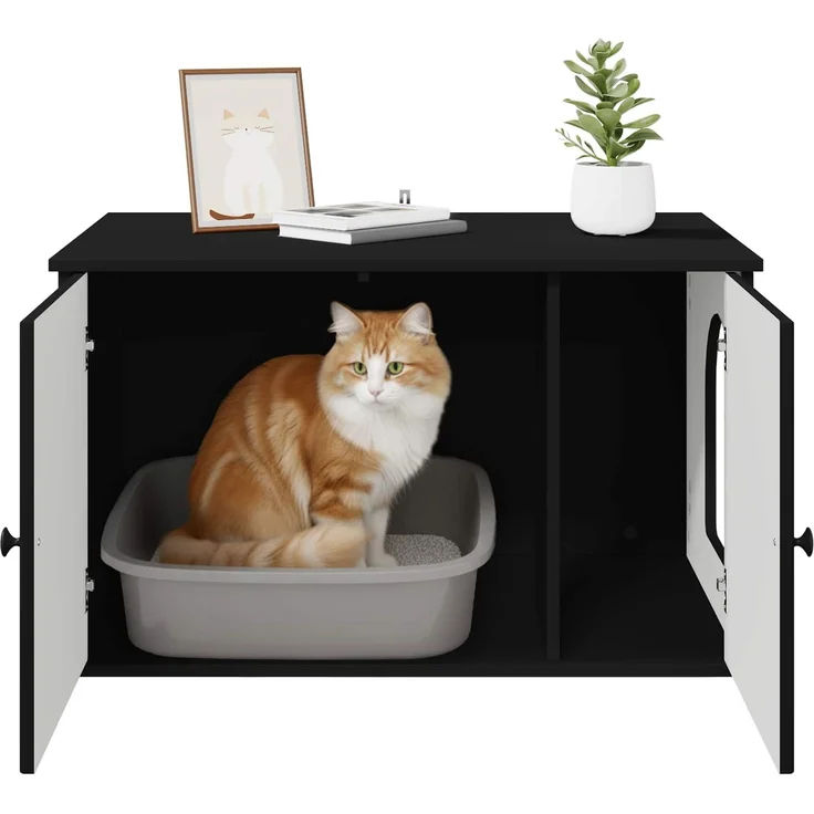 vidaXL Katzenhaus Schwarz 85 x 55 x 50,5 cm Holzwerkstoff 8000726 – Bild 11