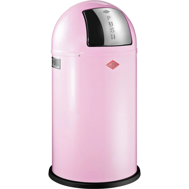 Wesco 'Pushboy' Mülleimer mit Klappdeckel, 50 Liter, Stahlblech, Pink – Bild 1